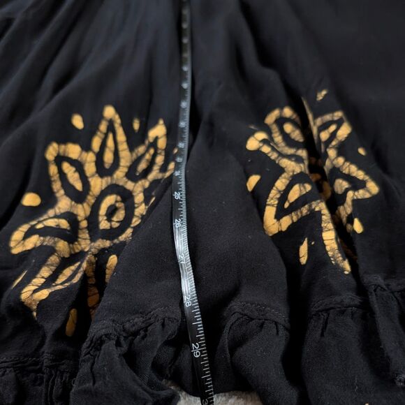 Embroidered Tie-Dye Midi/Maxi Skirt Women's Small/Medium Black Yellow Bohemian - Picture 7 of 7